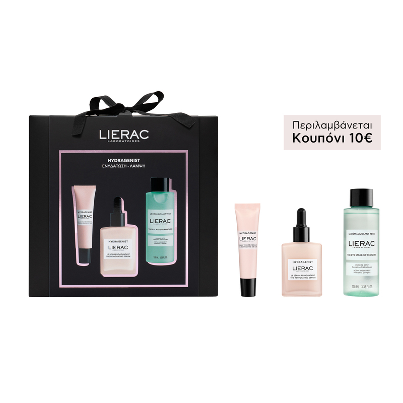 LIERAC - PROMO PACK HYDRAGENIST Le Serum Rehydratant - 30ml, Le Soin Yeux Rehydratant - 15ml & Le Demaquillant Yeux - 100ml